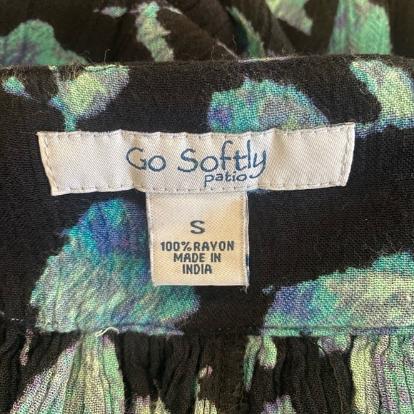 GO SOFTLY PATIO CAFTAN dress women sz Small flowy loose lightweight comfy floral - Picture 5 of 7